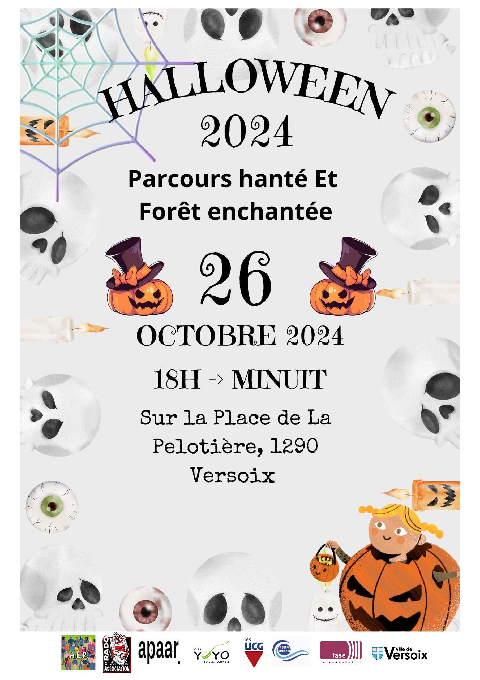 Affiche Halloween le 26 octobre 2024 sur la place de la Pelotière